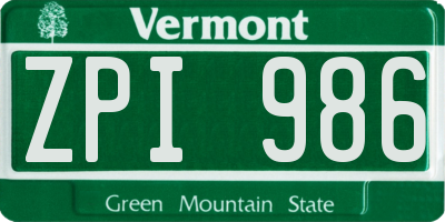 VT license plate ZPI986