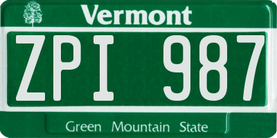 VT license plate ZPI987