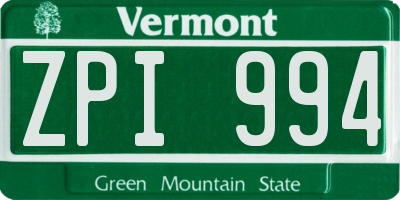 VT license plate ZPI994