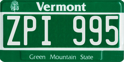 VT license plate ZPI995