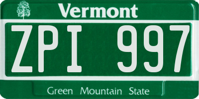 VT license plate ZPI997