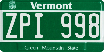 VT license plate ZPI998
