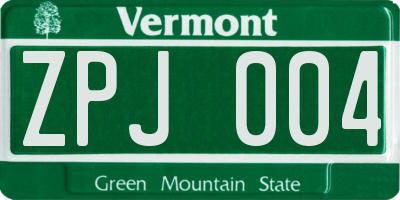 VT license plate ZPJ004