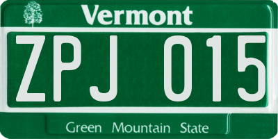 VT license plate ZPJ015