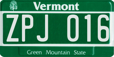 VT license plate ZPJ016
