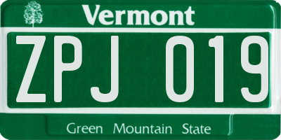 VT license plate ZPJ019