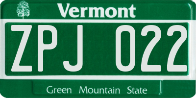 VT license plate ZPJ022