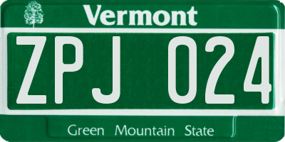 VT license plate ZPJ024