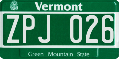 VT license plate ZPJ026