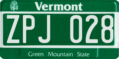 VT license plate ZPJ028
