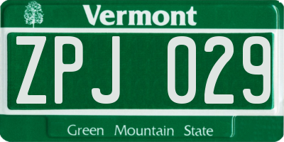 VT license plate ZPJ029