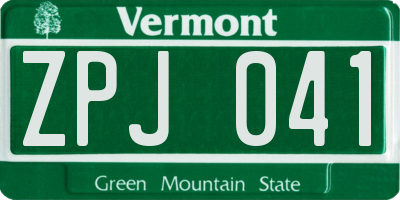 VT license plate ZPJ041