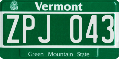 VT license plate ZPJ043