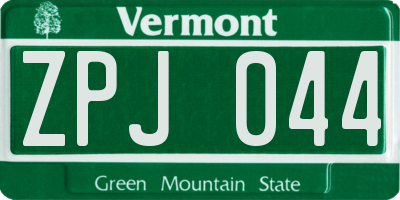 VT license plate ZPJ044