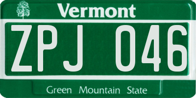 VT license plate ZPJ046