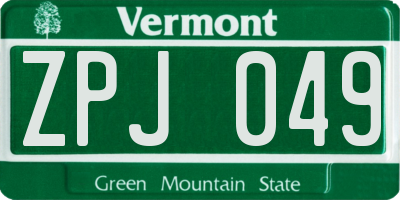 VT license plate ZPJ049