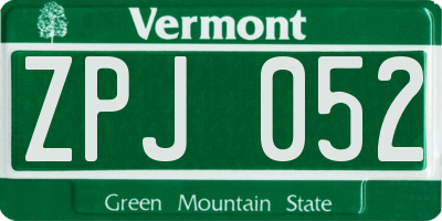 VT license plate ZPJ052