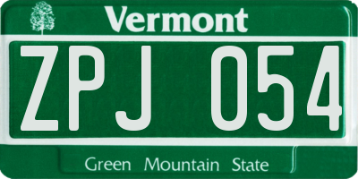 VT license plate ZPJ054