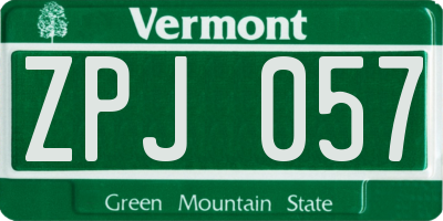 VT license plate ZPJ057