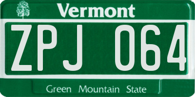 VT license plate ZPJ064
