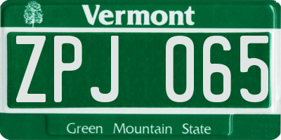 VT license plate ZPJ065