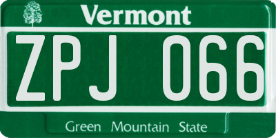 VT license plate ZPJ066