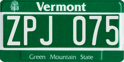 VT license plate ZPJ075