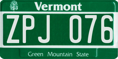 VT license plate ZPJ076