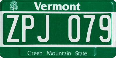 VT license plate ZPJ079