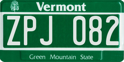 VT license plate ZPJ082