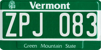 VT license plate ZPJ083