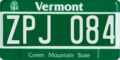 VT license plate ZPJ084