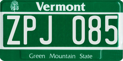 VT license plate ZPJ085