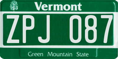VT license plate ZPJ087