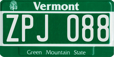 VT license plate ZPJ088