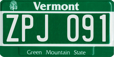 VT license plate ZPJ091