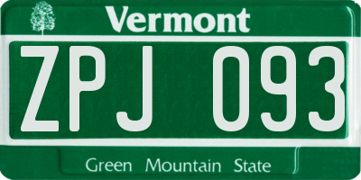 VT license plate ZPJ093