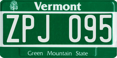 VT license plate ZPJ095
