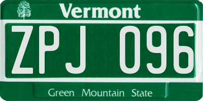 VT license plate ZPJ096