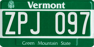 VT license plate ZPJ097