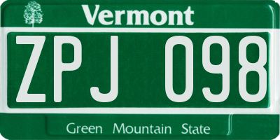 VT license plate ZPJ098