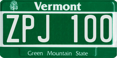 VT license plate ZPJ100