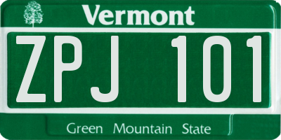 VT license plate ZPJ101