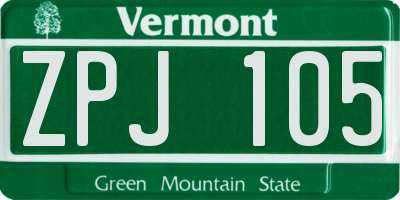 VT license plate ZPJ105