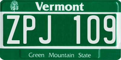 VT license plate ZPJ109