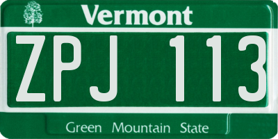 VT license plate ZPJ113
