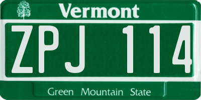 VT license plate ZPJ114