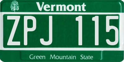 VT license plate ZPJ115