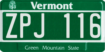 VT license plate ZPJ116