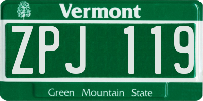 VT license plate ZPJ119